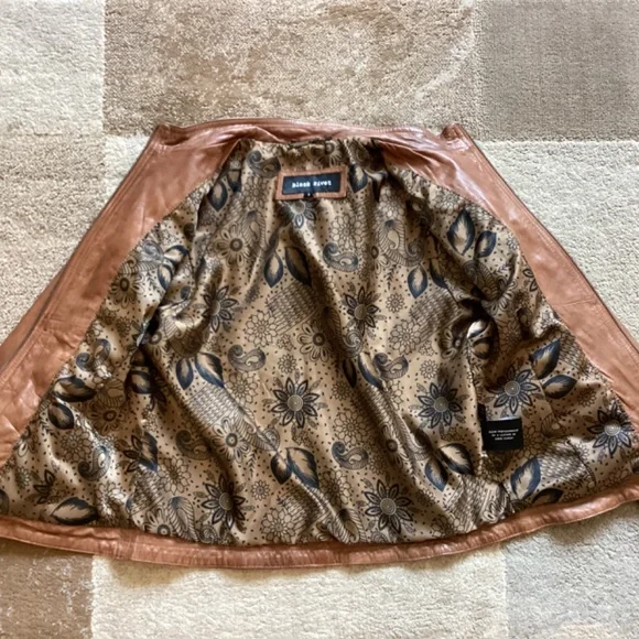 NEW BLACK RIVET CAMEL BROWN BIKER LEATHER JACKET SIZE S - Picture 12 of 16